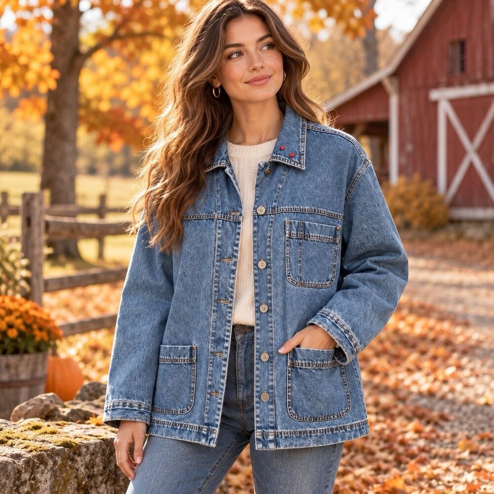 Crossroads Denim Barn Chore Jacket S Blue Oversized Vintage 90's Grandpacore